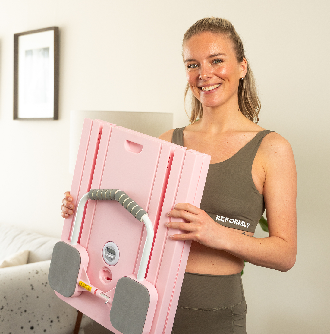 Woman struggling with false lashes application